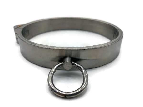 Damen SM Halsband Edelstahl mit O-Ring abschliessbar für Deine Sex Sklavin