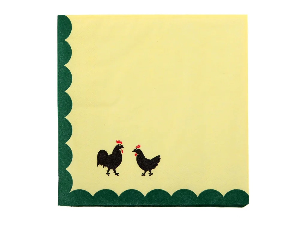 Zeller Keramik Hahn und Henne Servietten 30x30cm