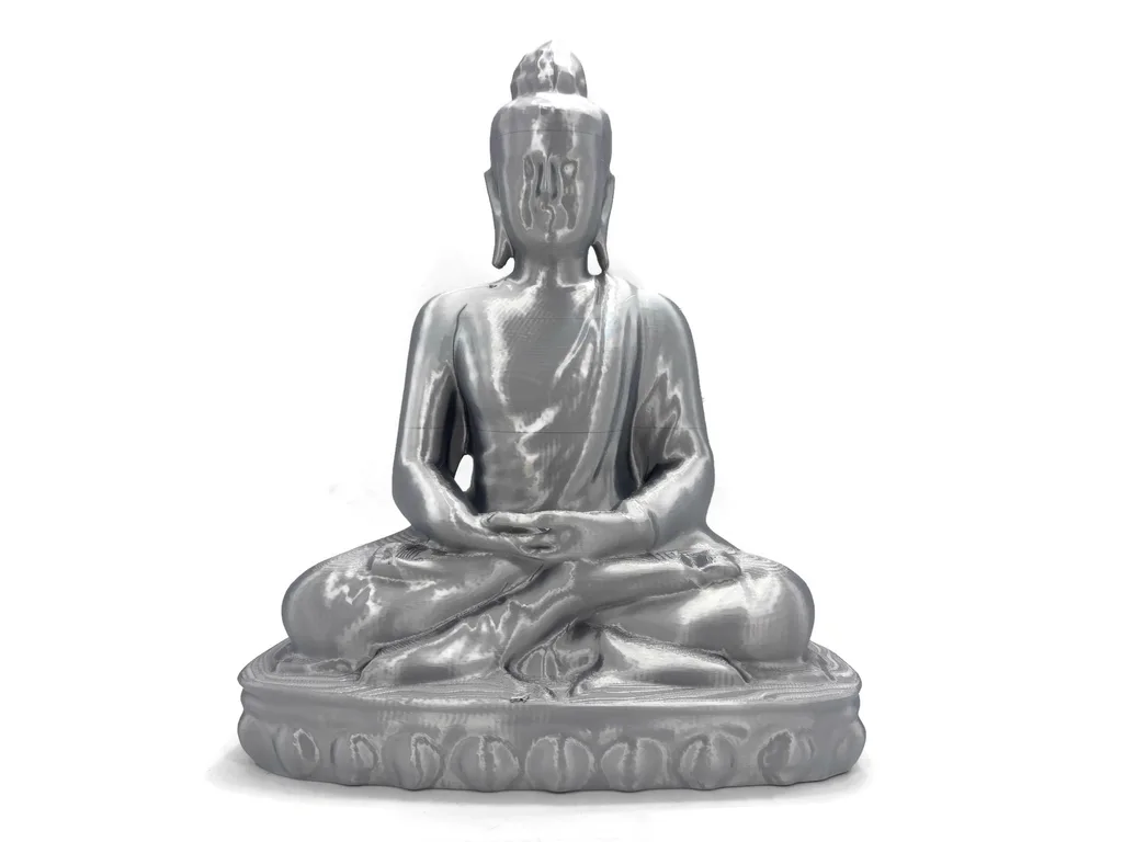 Buddha Mangala Silber sitzende Figur 25 cm Statue Figur Skulptur groß