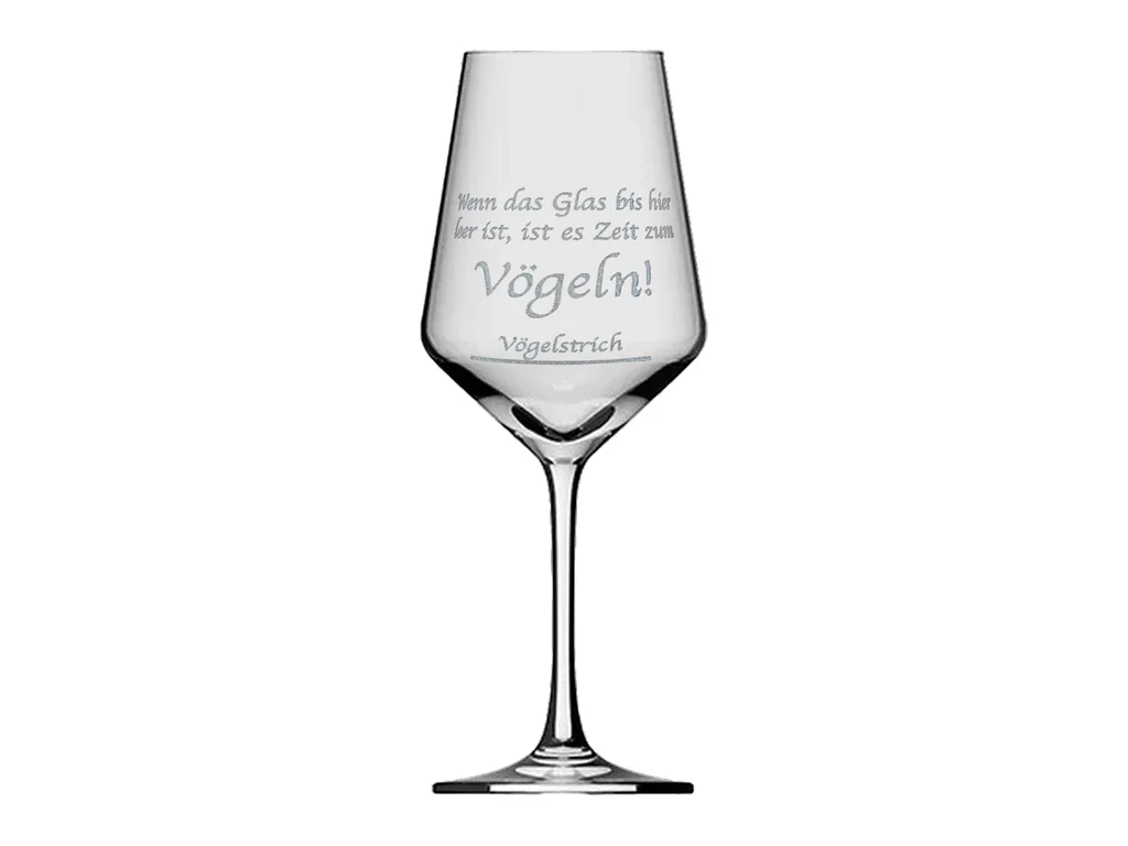 Weinglas mit graviertem Spruch Zeit zum Vögeln spülmaschinenfest für Weinliebhaber