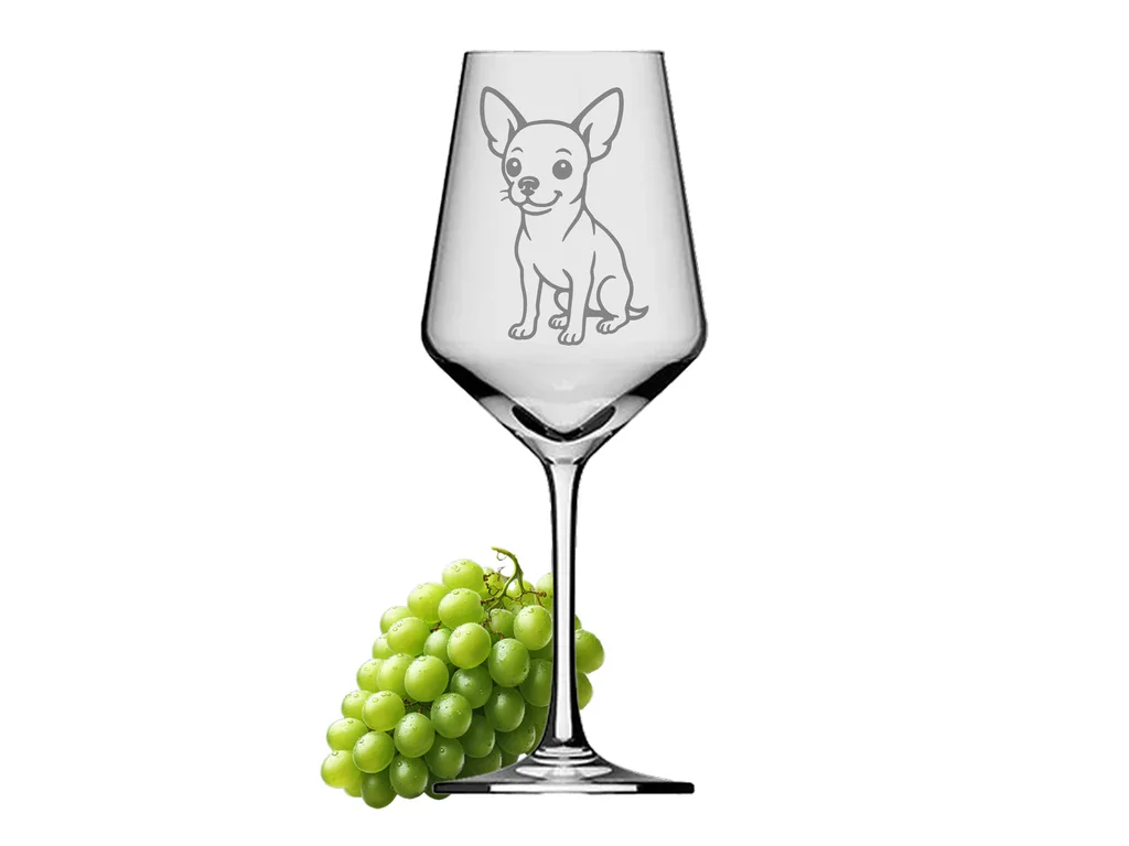 Weinglas Chihuahua robust spülmaschinenfest für Weinliebhaber ideal für Feiern 350 ml