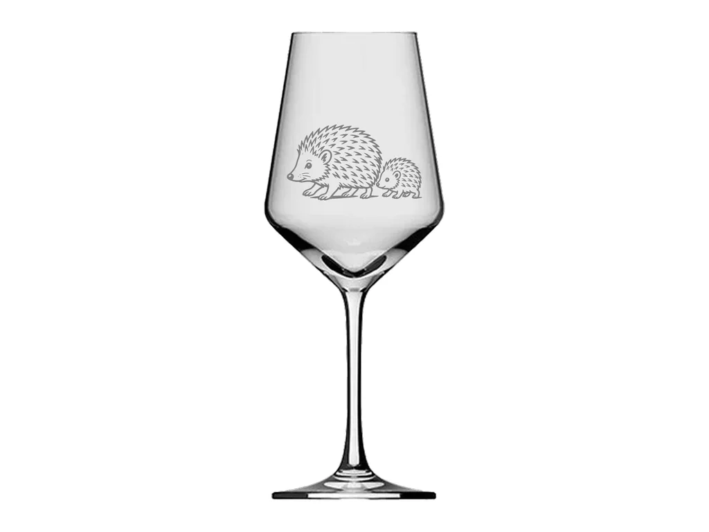 Weinglas Igel mit Igelkind spülmaschinenfest 21 cm 350 ml für Weinliebhaber tierfreundlich