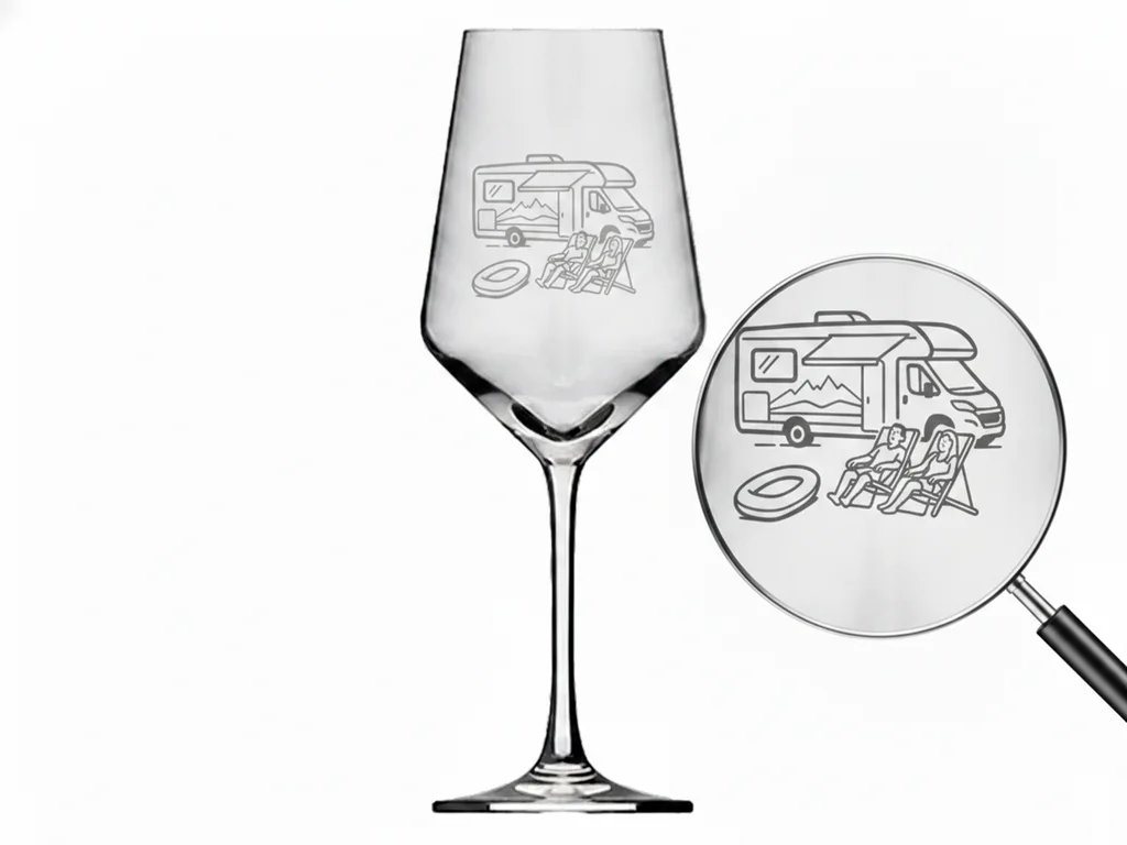 Weinglas 350 ml mit Gravur Camper spülmaschinenfest ideal für Weinliebhaber unterwegs