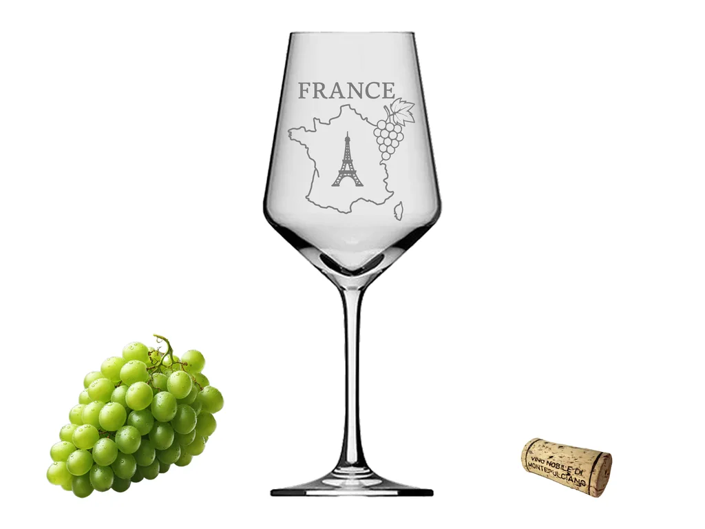Weinglas Gravur Landkarte Frankreich 350ml spülmaschinenfest für entspannte Abende