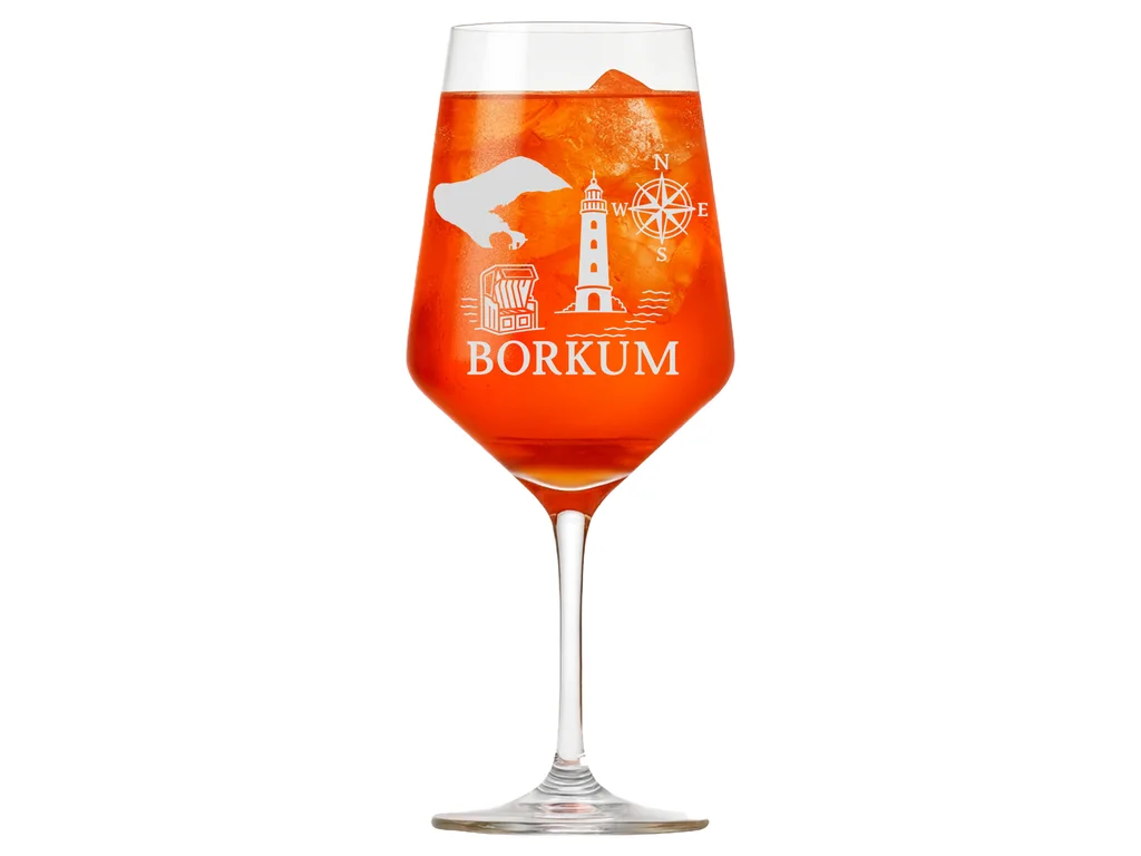 Weinglas Borkum 350ml spülmaschinenfest - stilvolles Trinkgefäß mit Gravur