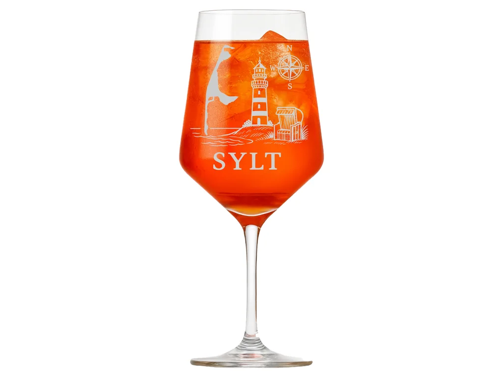 Weinglas Insel Sylt 350 ml spülmaschinenfest mit edler Gravur und stilvollem Design