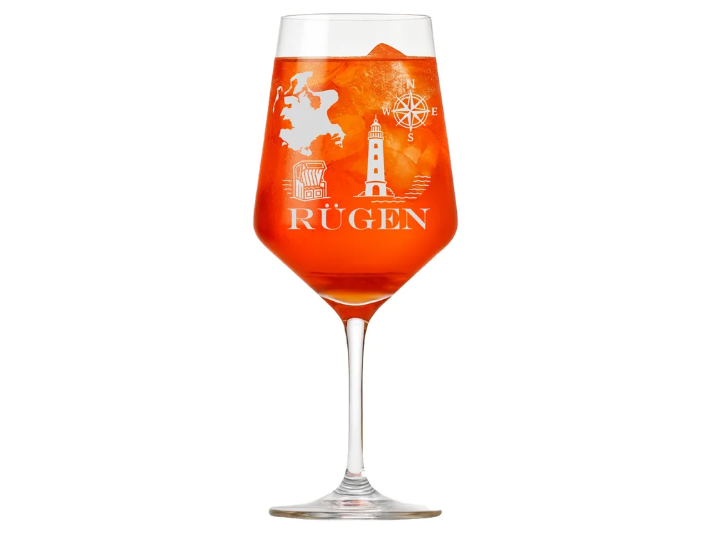 Weinglas elegante Gravur der Insel Rügen spülmaschinenfest 350 ml ideal für Weinliebhaber