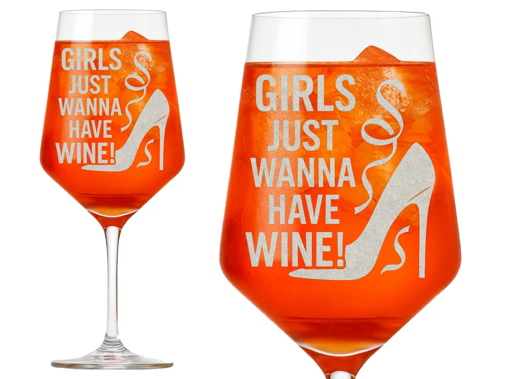 Weinglas mit Gravur Girls just wanna have wine 350ml spülmaschinenfest für gesellige Abende