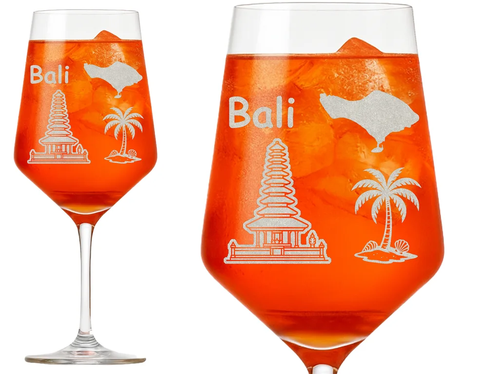 1x Weinglas Insel Bali Details Elegantes Weinglas für Weinliebhaber mit Gravur