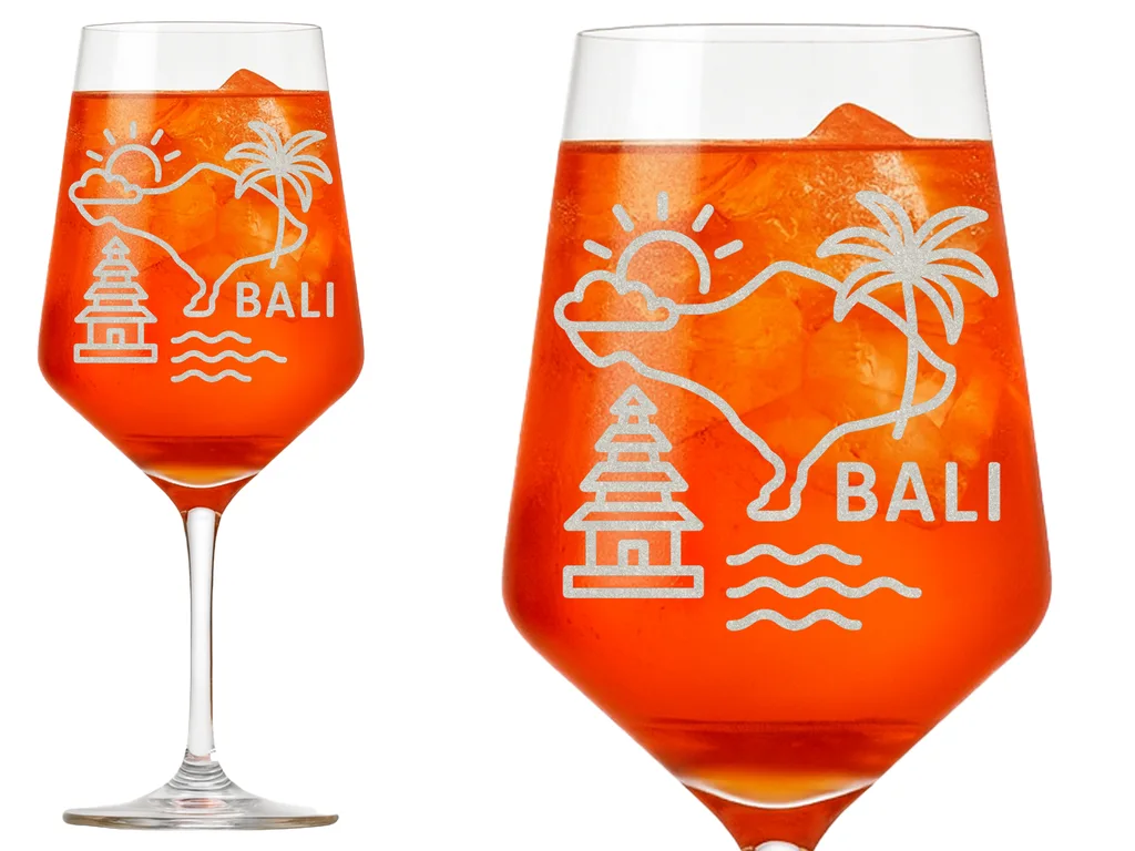 1x Weinglas Insel Bali elegante Gravur für Weinliebhaber stilvolle Abende