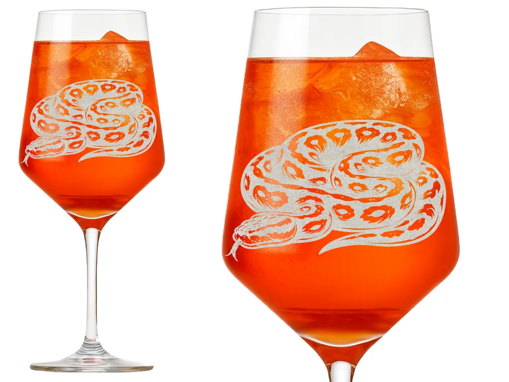 Weinglas 350ml spülmaschinenfest elegantes Glas mit Gravur einer Python ideal für Feiern