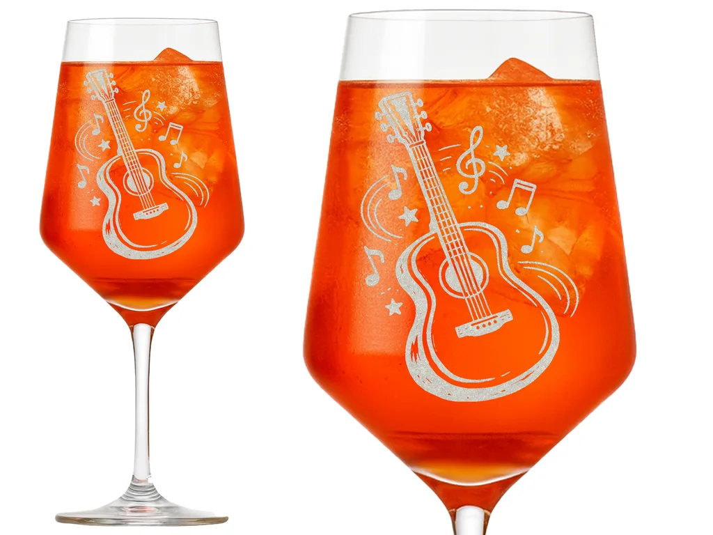 Weinglas Gravur Gitarre 350ml spülmaschinenfest für Musikliebhaber kreative Genussmomente