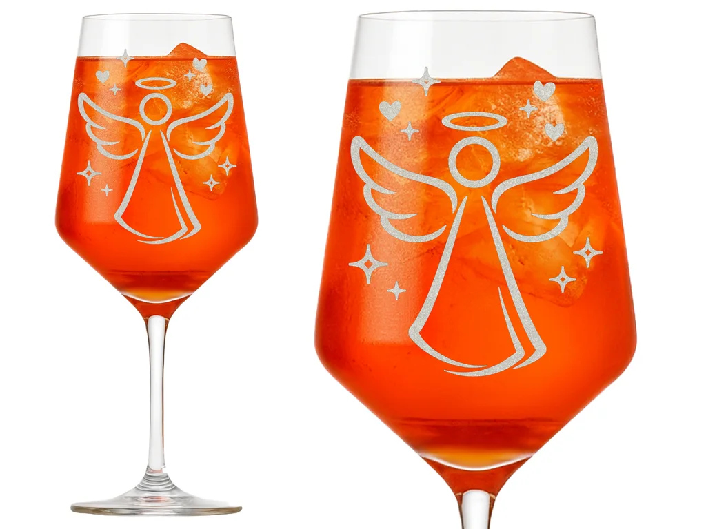 Weinglas mit eleganter Engelgravur 350ml spülmaschinenfest für festliche Anlässe