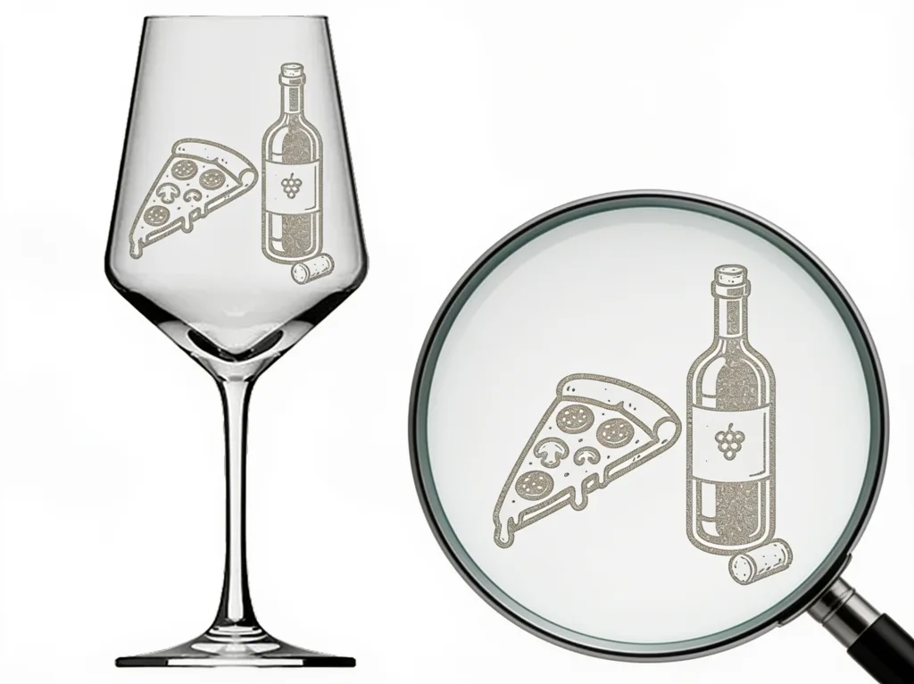 Weinglas Gravur Italien mit Pizza und Rotwein spülmaschinenfest 350 ml elegant gestalten