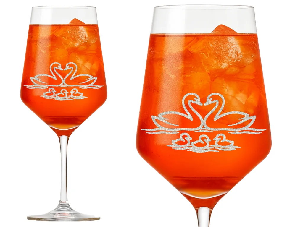 1x Weinglas mit elegantem Schwan und Gravur 350ml spülmaschinenfest für Feste und Dekoration