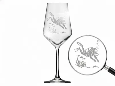 Weinglas Gravur Taucher 350ml spülmaschinenfest für Weine und Anlässe - Vorschau 1