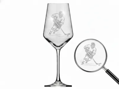 Weinglas Gravur Eishockey 350ml spülmaschinenfest für Rot- und Weißwein - Vorschau 1