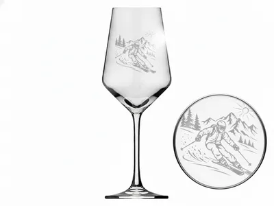 Weinglas Gravur Skifahren 350ml spülmaschinenfest und langlebig - Vorschau 1