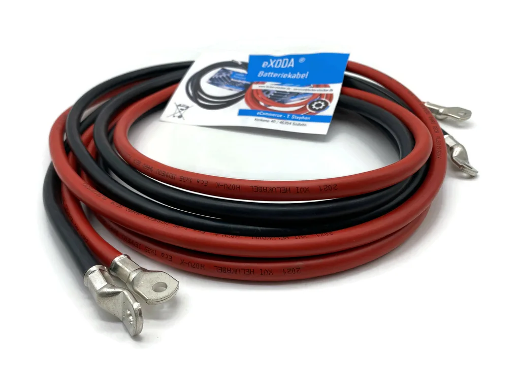 Batteriekabel Set 35 mm² 300cm Rot Schwarz M6 Kabelschuhe für stabile Verbindungen